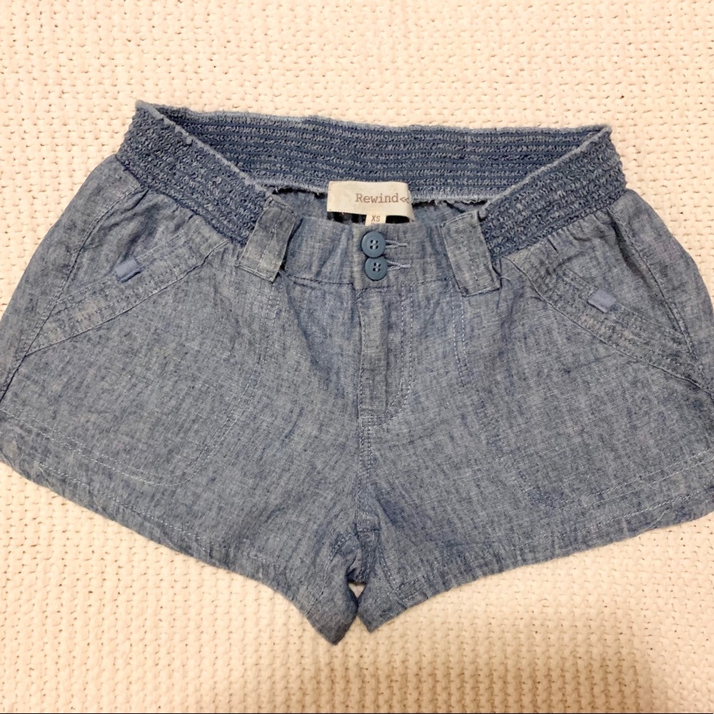 Linen Light Wash Denim Colored Shorts Size XS